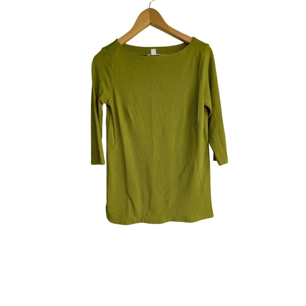 J.Jill Chartreuse Green Boat Neck 3/4 Sleeve Ponte Knit Top KTP038382